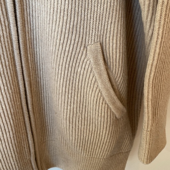 Classiques for Nordstrom Knit Zip-up Cardigan Tan Size M Lambswool and Cashmere - Picture 2 of 6